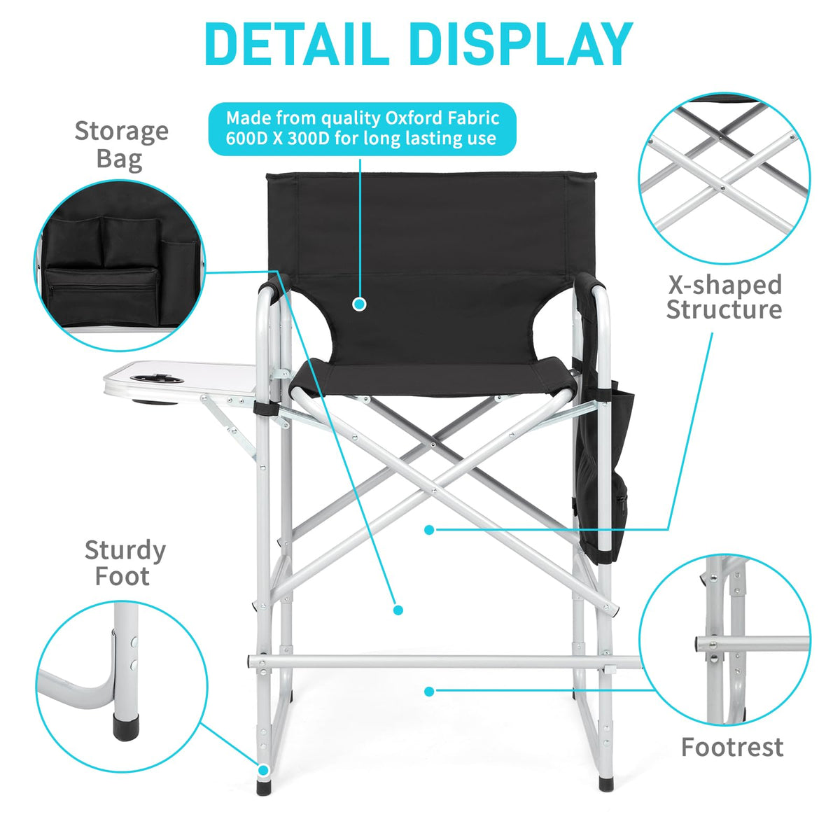 26" Tall Black Folding Directors Chair Z42770