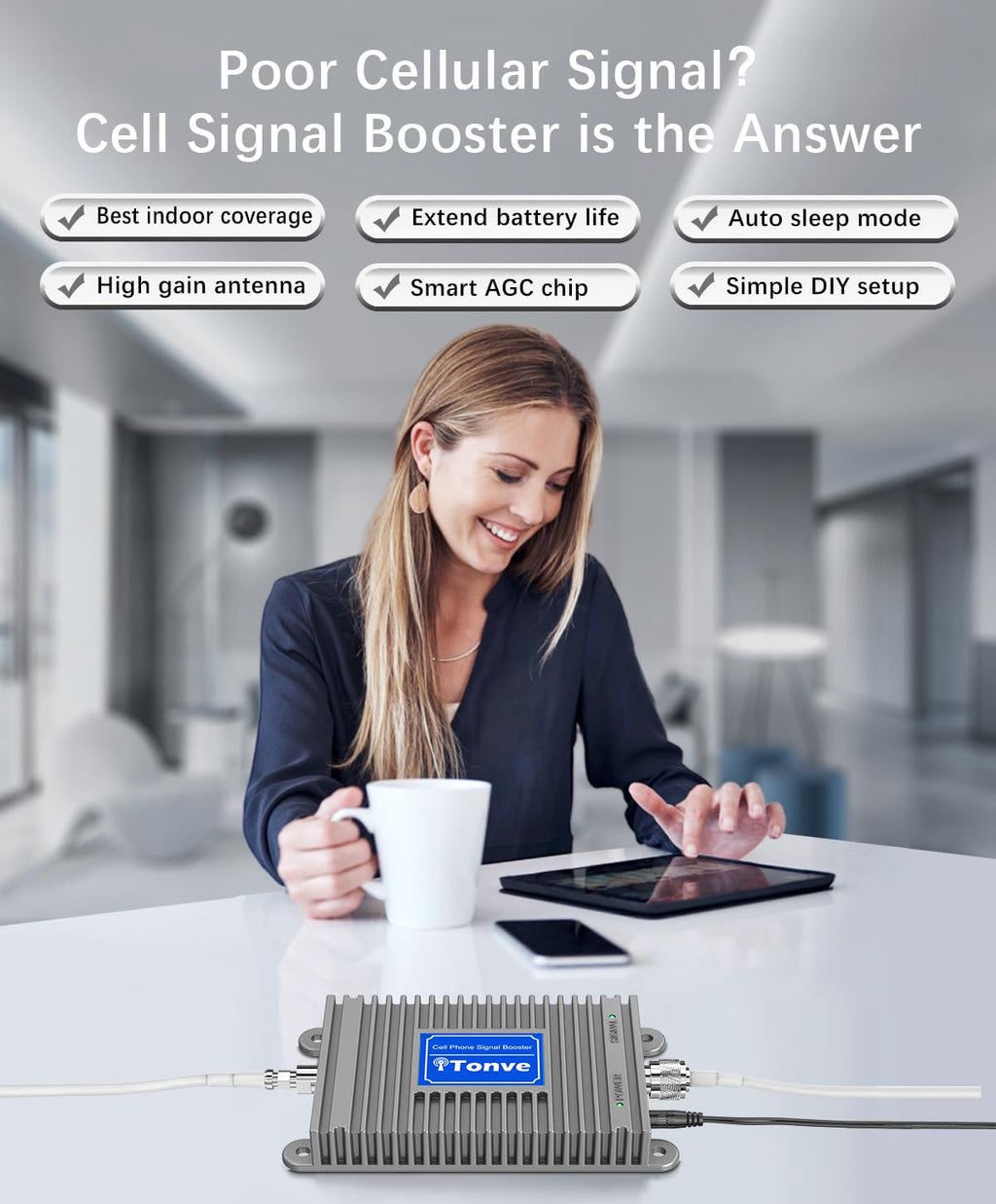 Cell Phone Signal Booster Kit with High Gain Antennas Z718