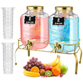 2 Pcs 2 Gallon Glass Drink Dispenser with Stand R485799