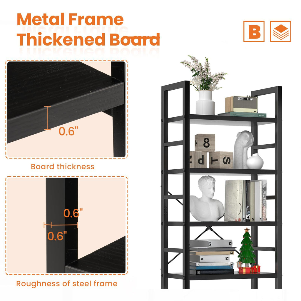 5 Tier Black Bookshelf A3913