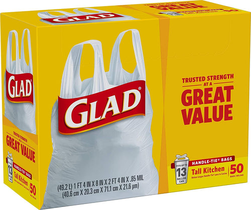 13 Gal. Tall Kitchen Handle-Tie Bags 50 ct Pack of 4 X930110