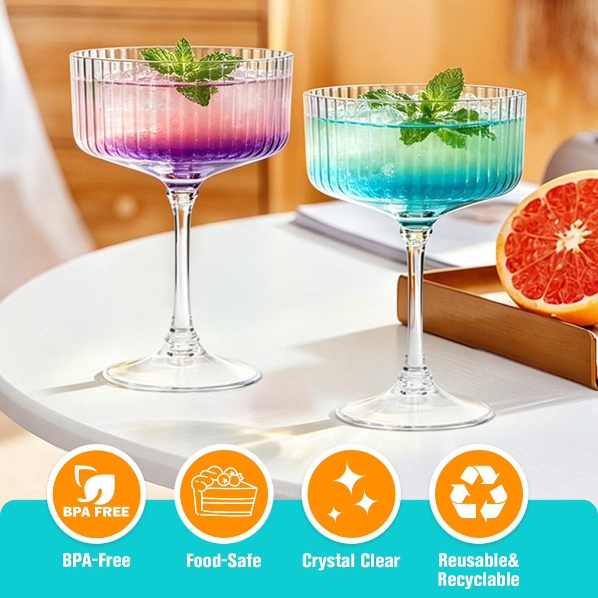 12 Pcs 10oz Plastic Martini Glasses Y6222