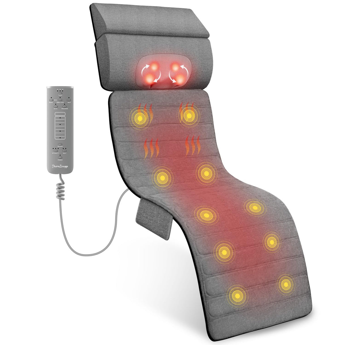 Full Body Massage Mat with Heat Detachable Neck Massager 10 Vibrating Motors F37179