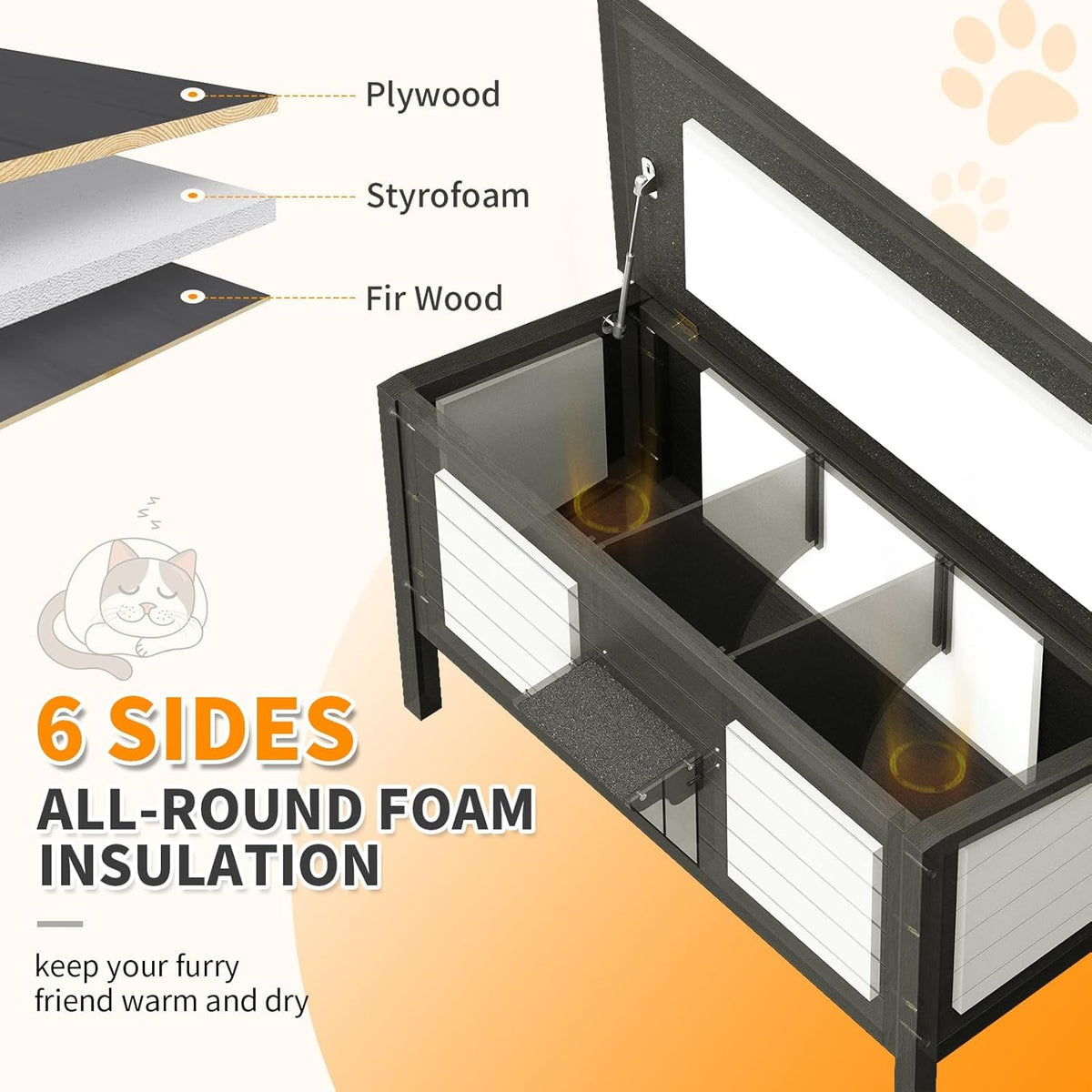 Insulated Weatherproof Wooden Outdoor Cat House P88259