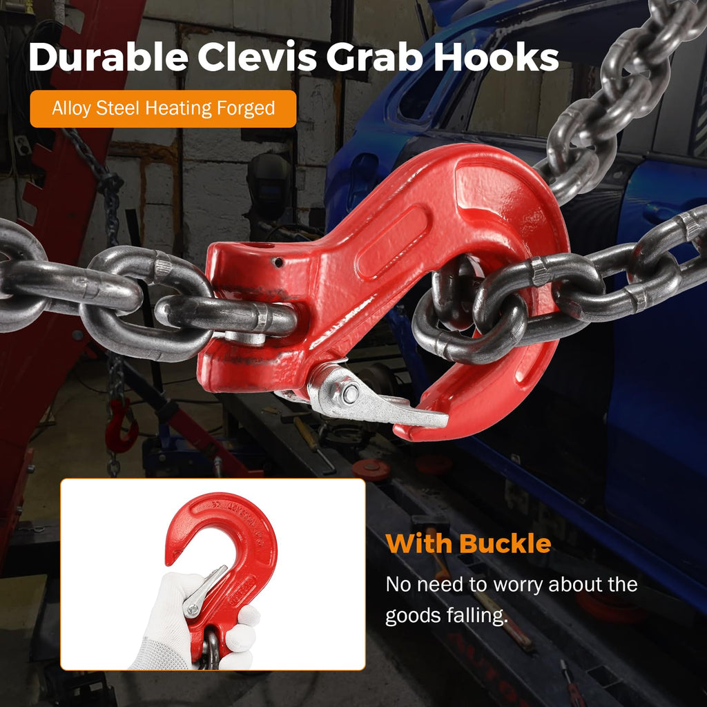 3/8 Inch 10Ft Tow Chain with Double Slip Hooks L647
