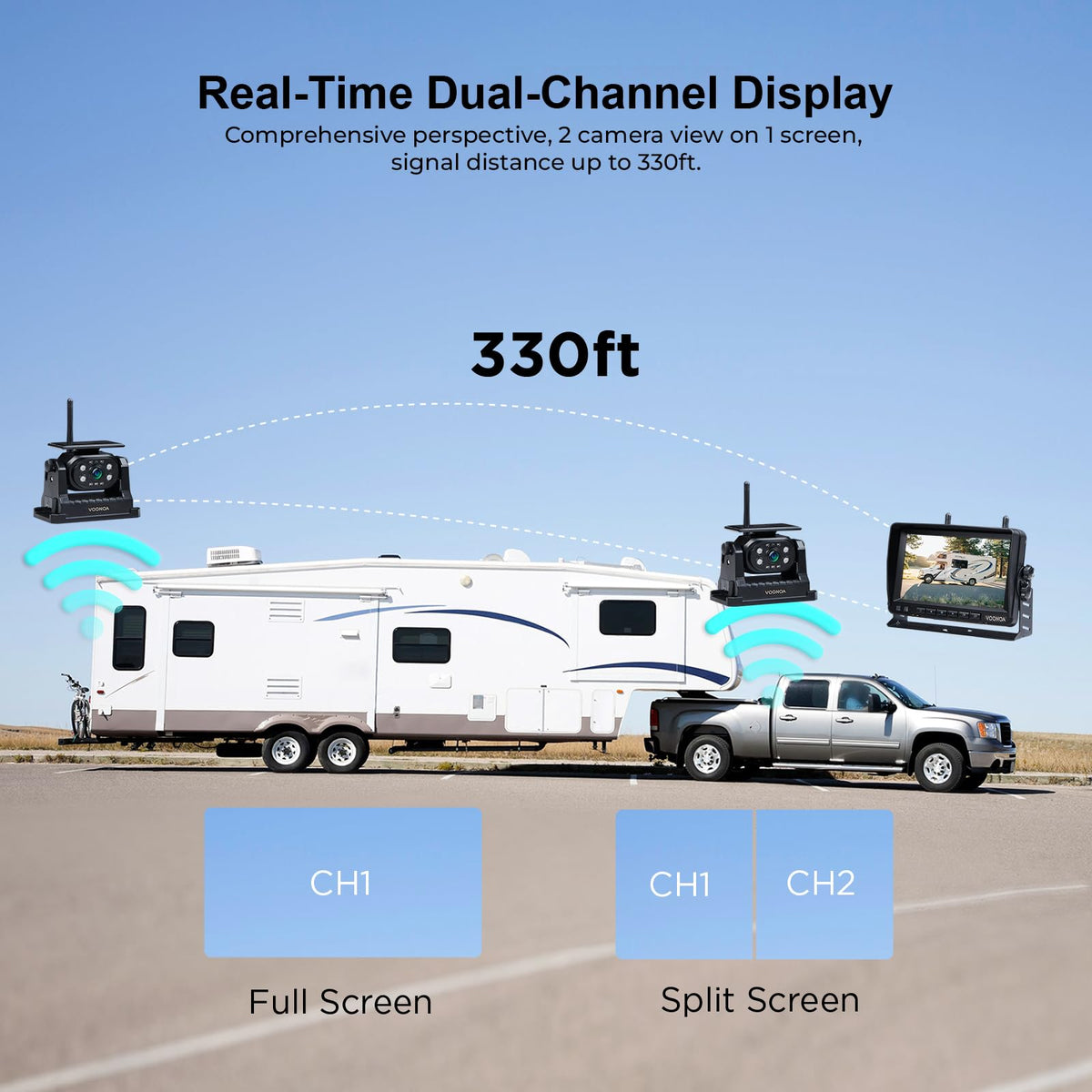 Magnetic Wireless Backup Camera with 7'' HD 1080P DVR Monitor System O53903
