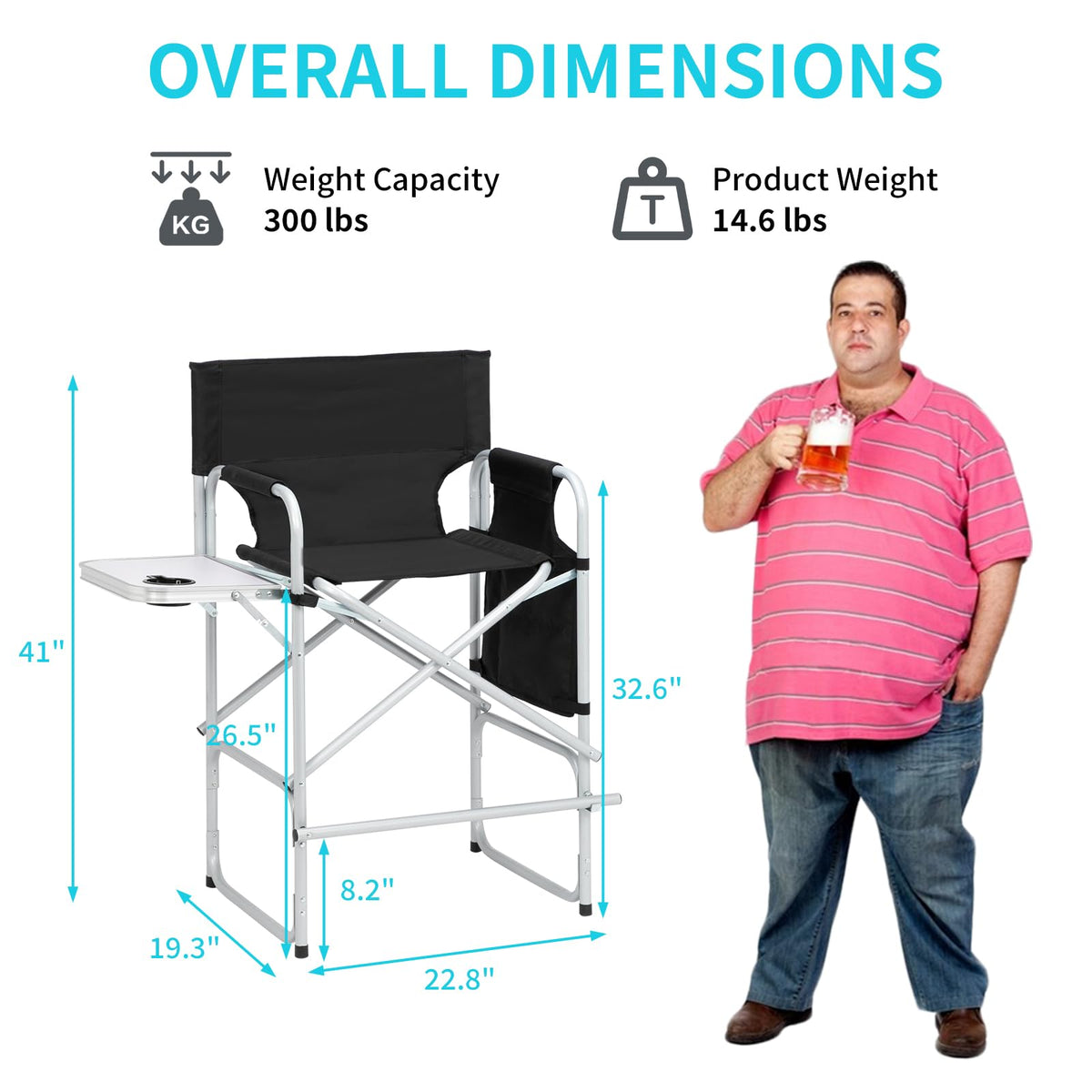 26" Tall Black Folding Directors Chair Z42770