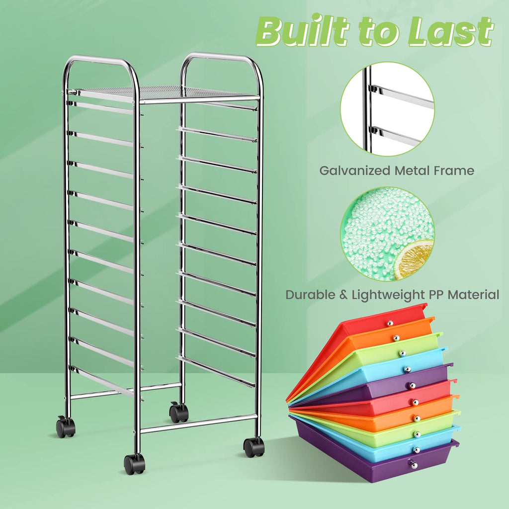 10 Drawer Rolling Cart with Lockable Wheels G722