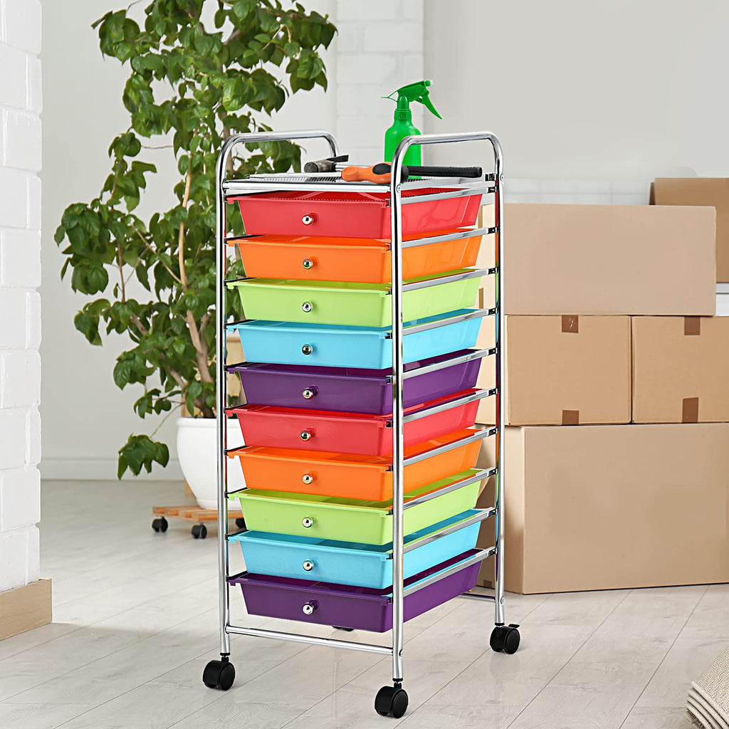 10 Drawer Rolling Cart with Lockable Wheels G722