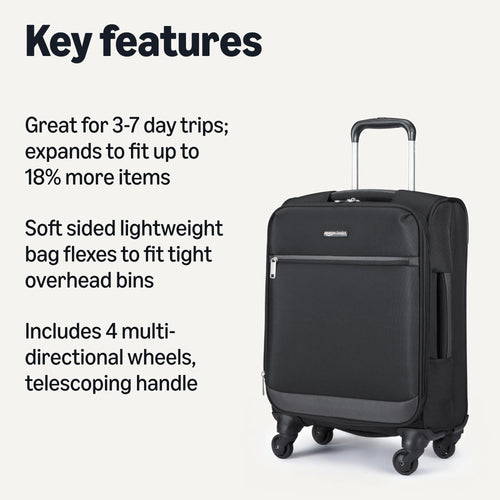 18" Medium Expandable Softside Suitcase with Spinner Wheels, Black F7116