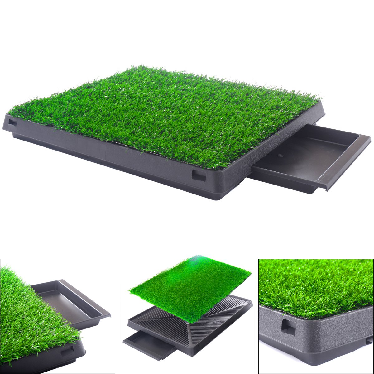 Indoor Outdoor Dog Puppy Potty Trainer Pad Grass Toilet Mat Tray 25"x20" R47459