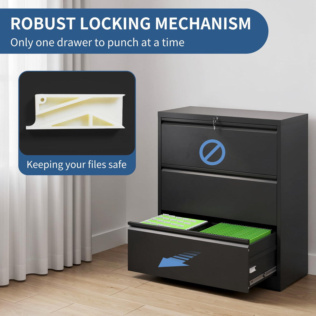 3 Drawer Metal File Cabinet with Lock W8695