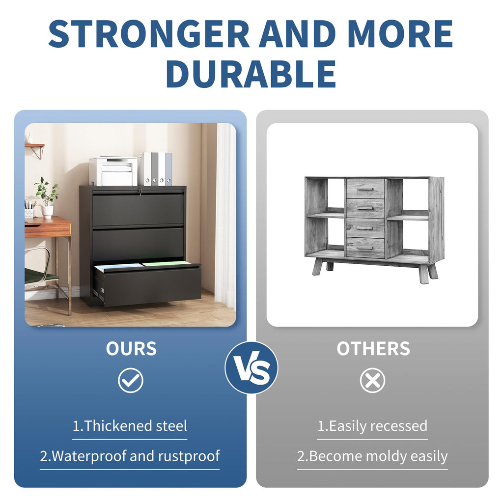 3 Drawer Metal File Cabinet with Lock W8695