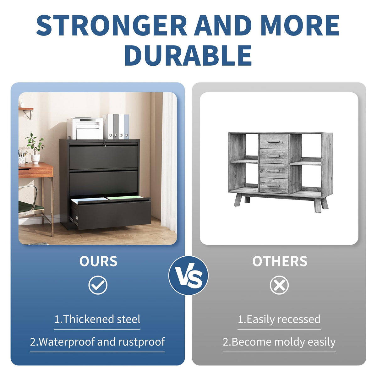 3 Drawer Metal File Cabinet with Lock W8695