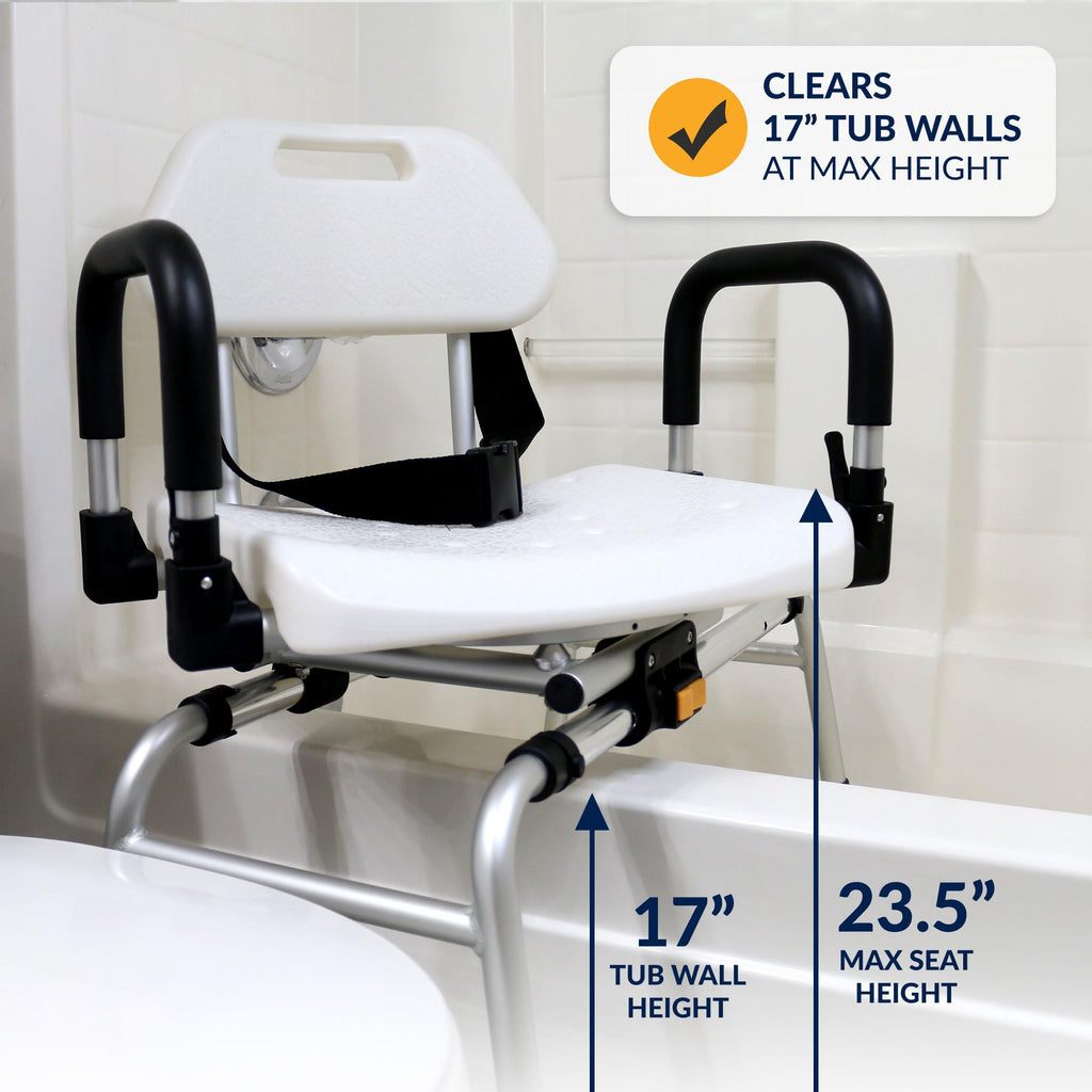 Extra-Wide 360lb Capacity Non-Slip Padded Shower Chair & Transfer Bench D55495