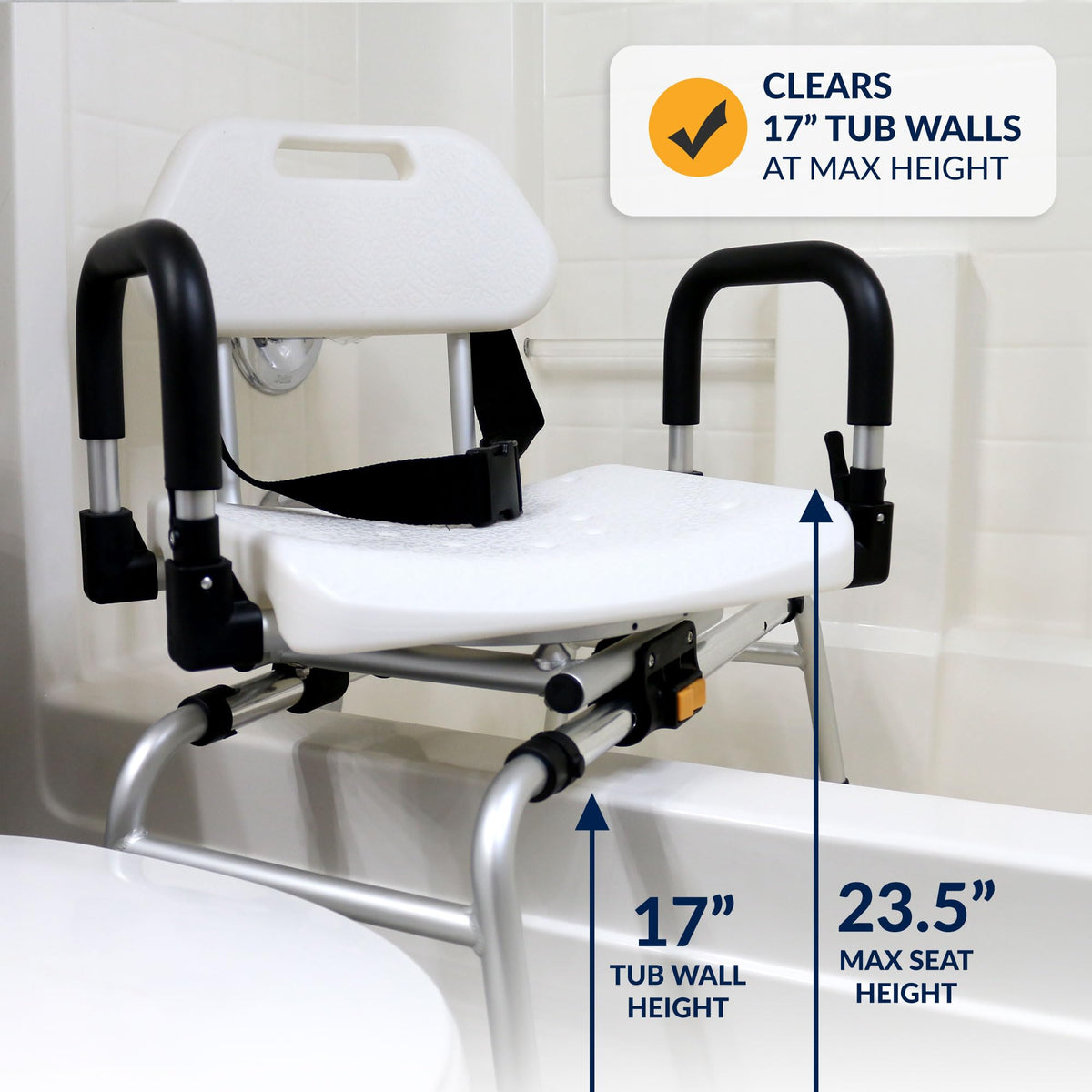 Extra-Wide 360lb Capacity Non-Slip Padded Shower Chair & Transfer Bench D55495