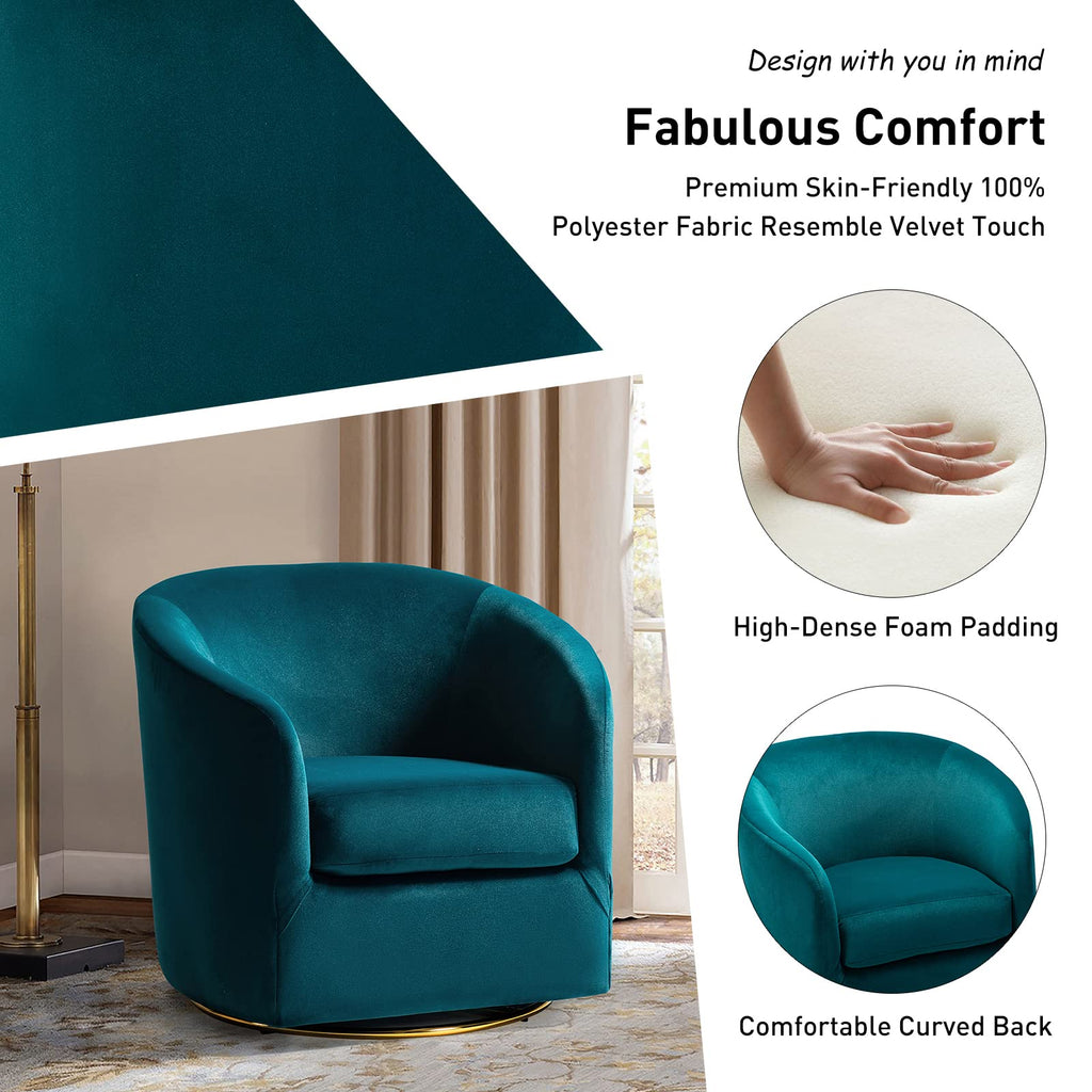 Set of 2 Velvet Swivel Barrel Chair O95781