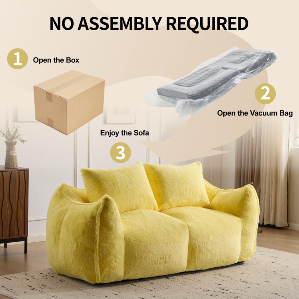 Oversized Faux Fur Memory Foam Bean Bag Sofa F3976