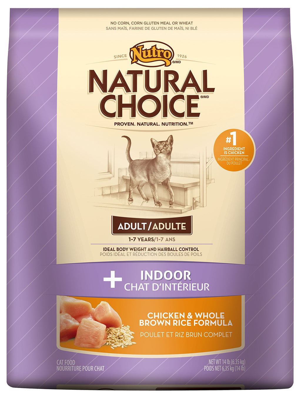 Indoor Adult Cat Chicken and Whole Brown Rice Formula Food, 14-Pound Z4466
