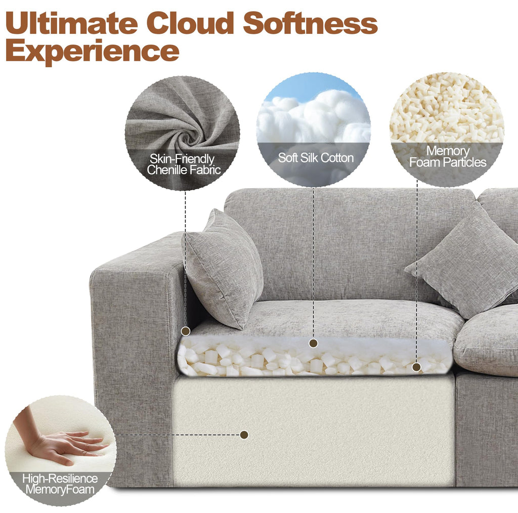 Light Grey Chenille Modular Sectional Sofa C23538
