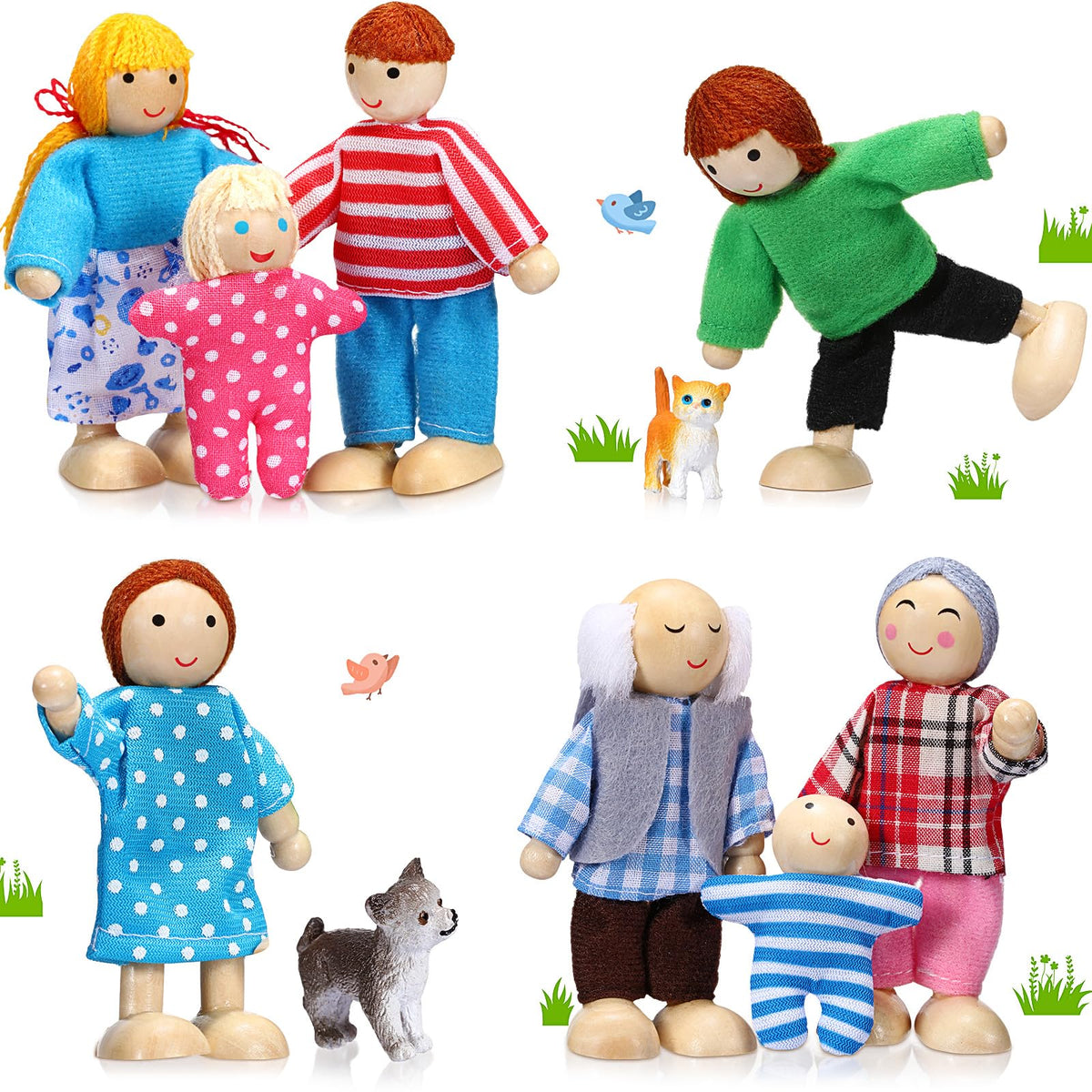 Wooden Dollhouse Family Set Mini People I7627