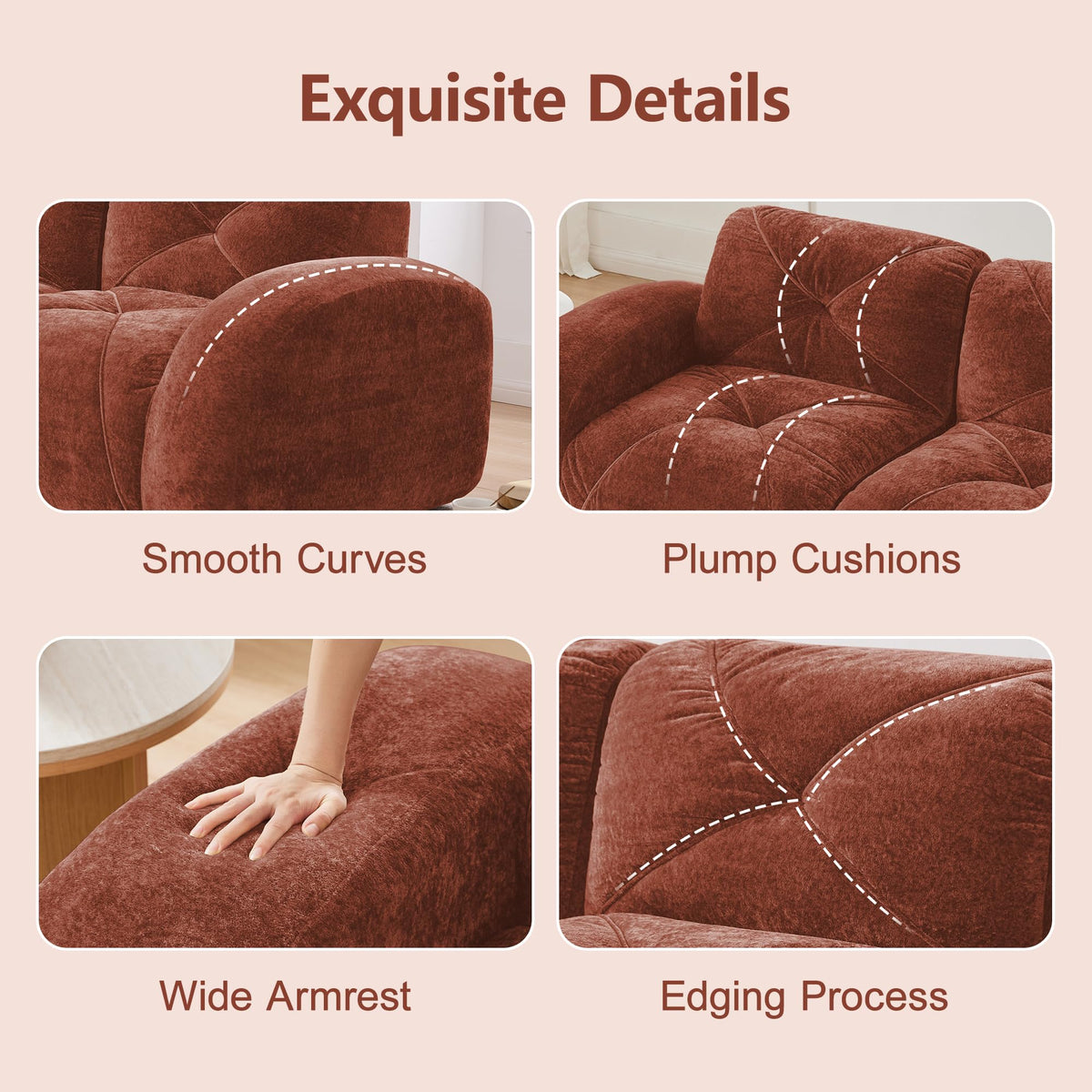 140" Orange Velvet Sofa with Tufted 32D Sponge Q23540