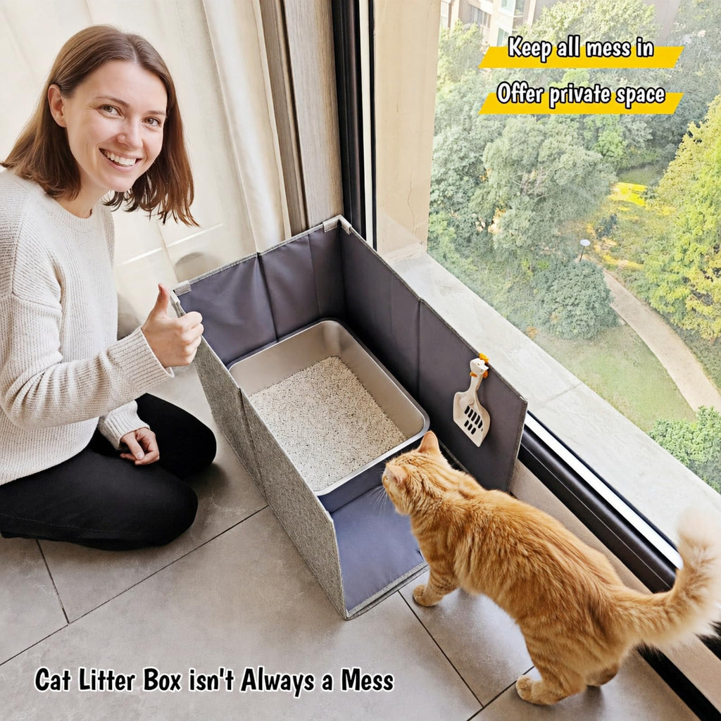Extra Large Open Top High Sided Cat Litter Box Enclosure H3994
