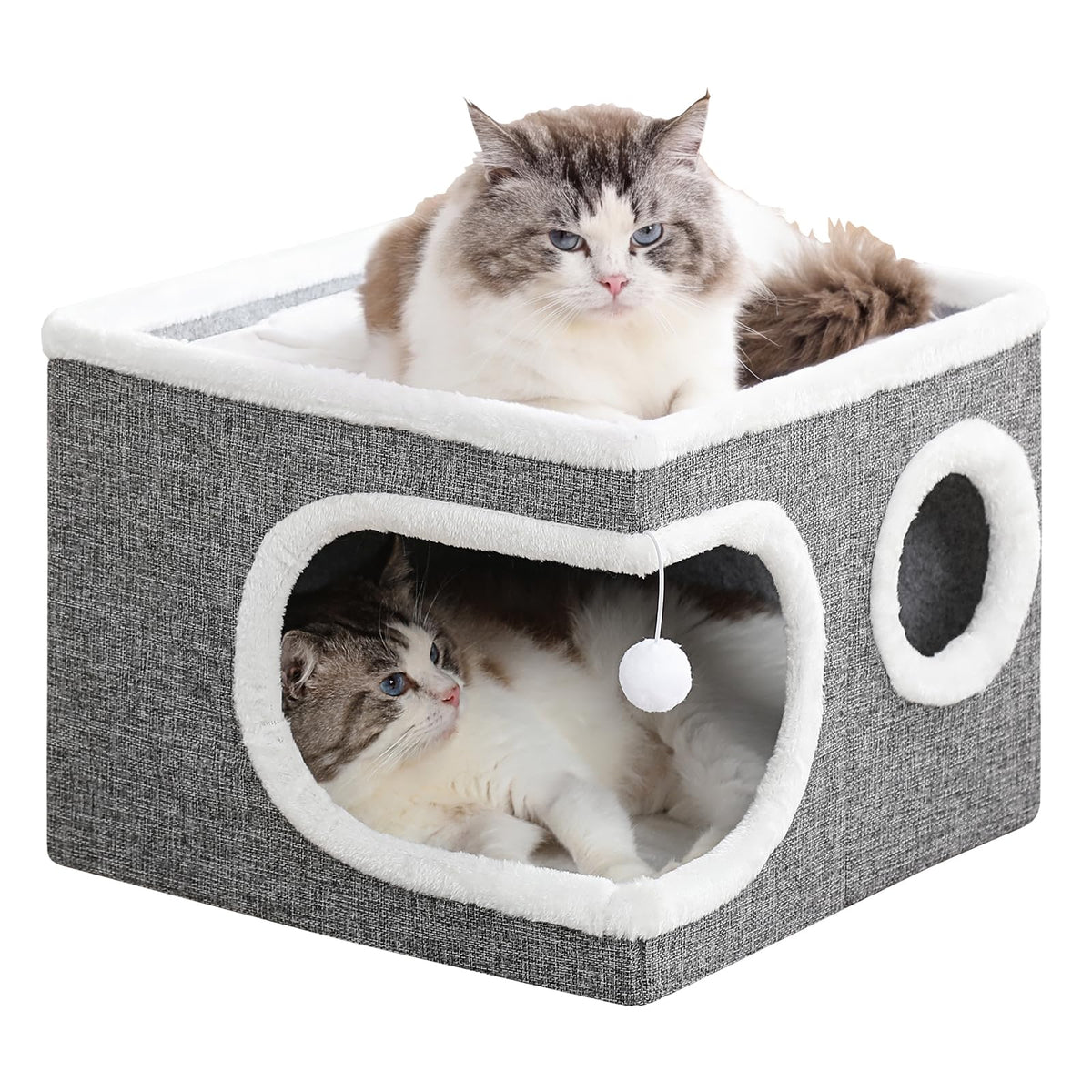 Large Covered Cat Bed Cave, Grey, 16in V726