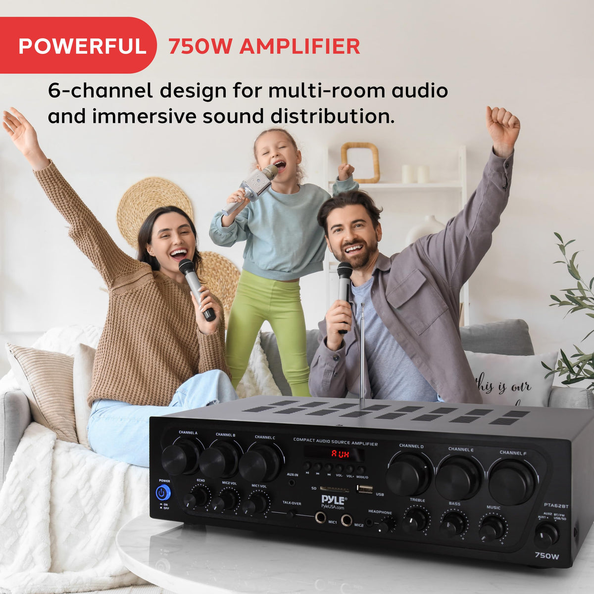 Wireless Bluetooth 6 Channel 750W Karaoke Amplifier F836