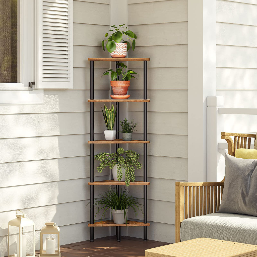 5-Tier Corner Bookshelf with Metal Frame F4442