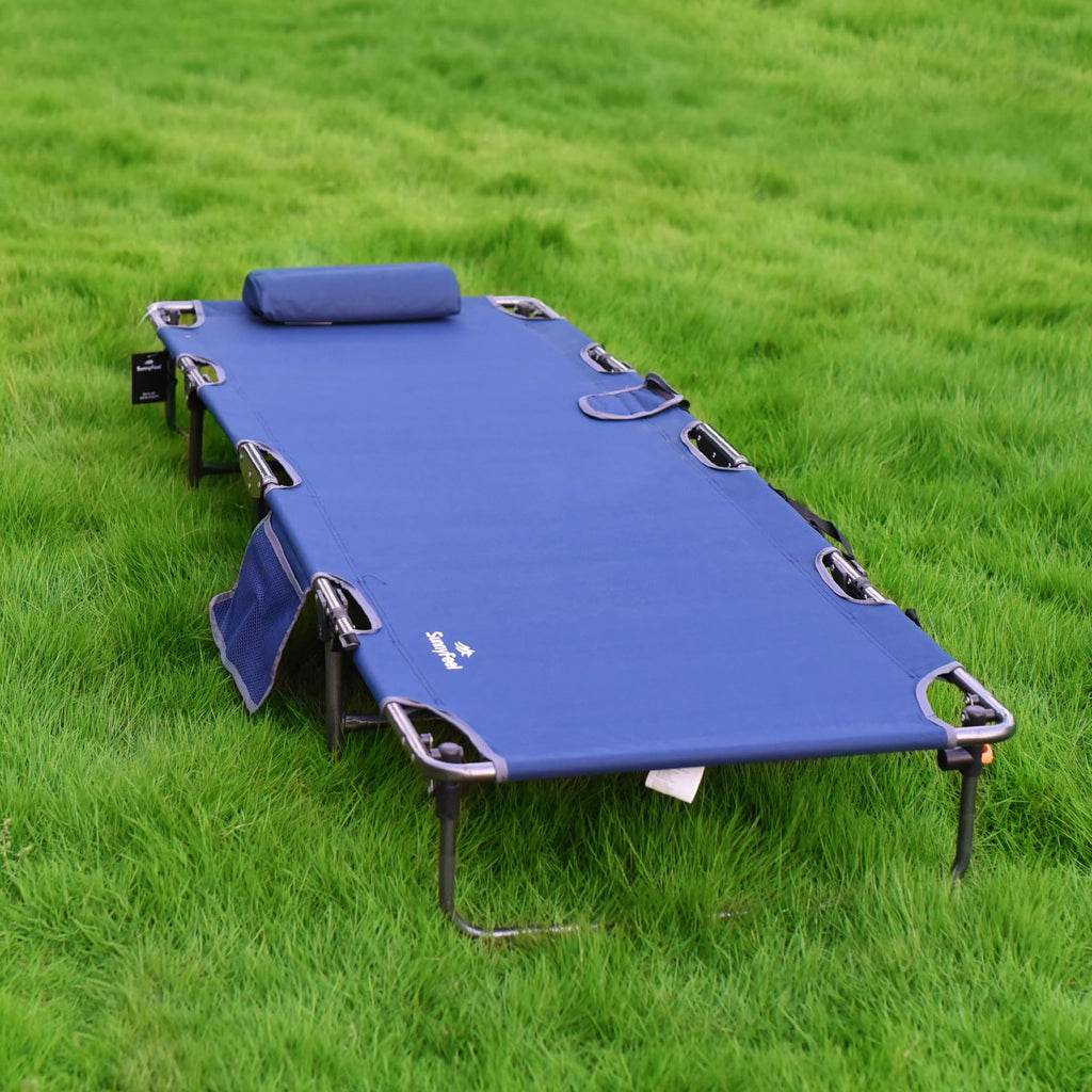 Portable Folding Camping Cot with Pillow Blue 2PC E140