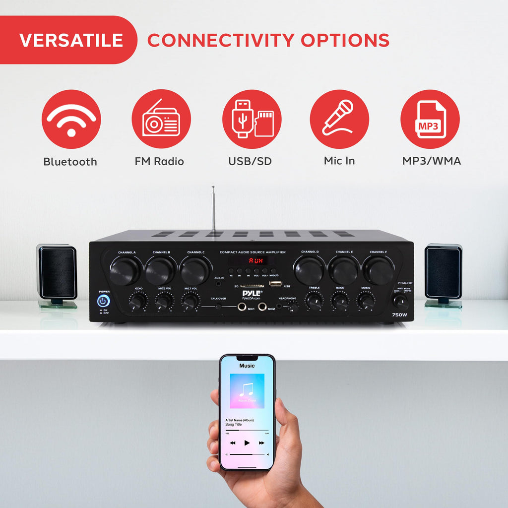Wireless Bluetooth 6 Channel 750W Karaoke Amplifier F836