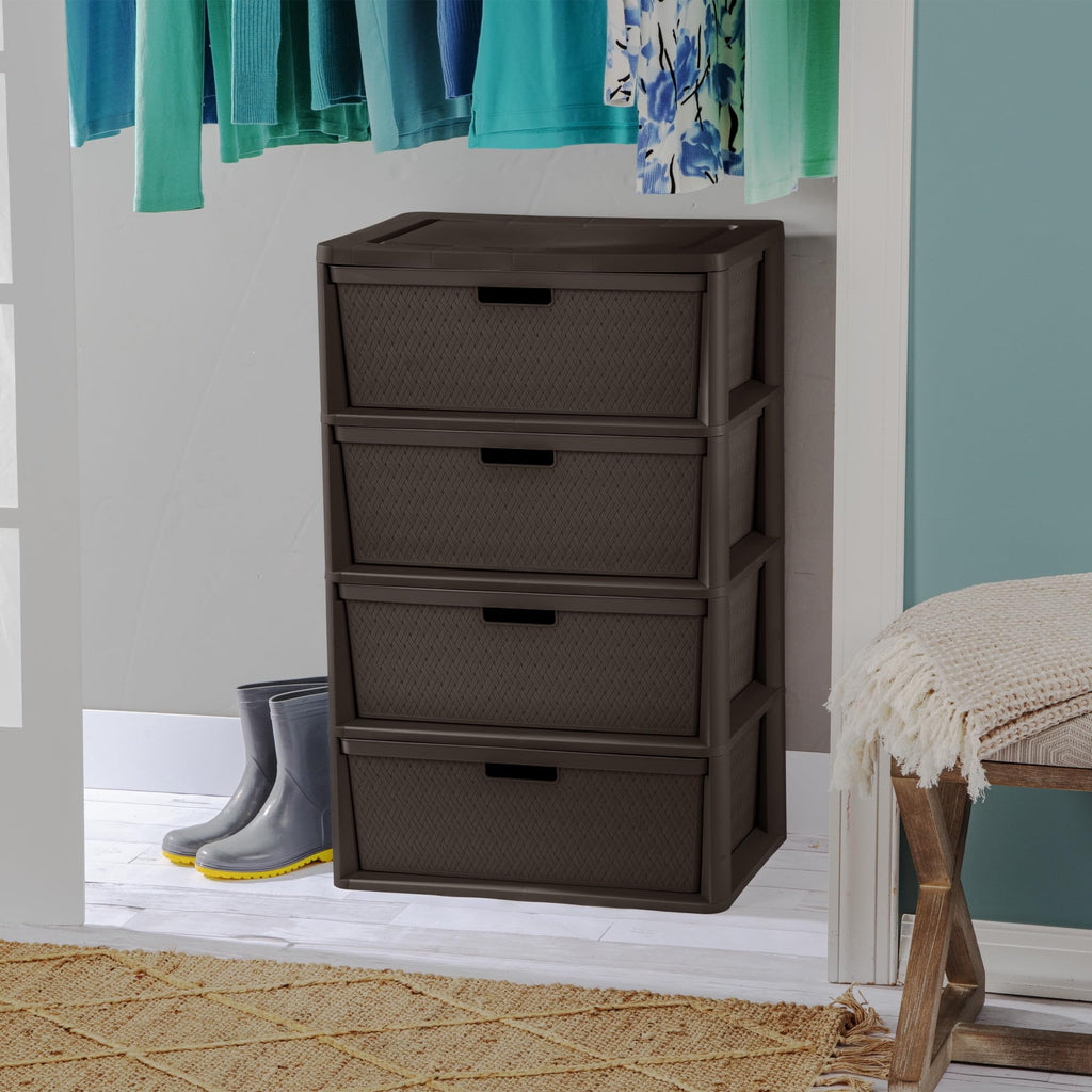 4 Drawer Plastic Storage Organizer Brown F4027