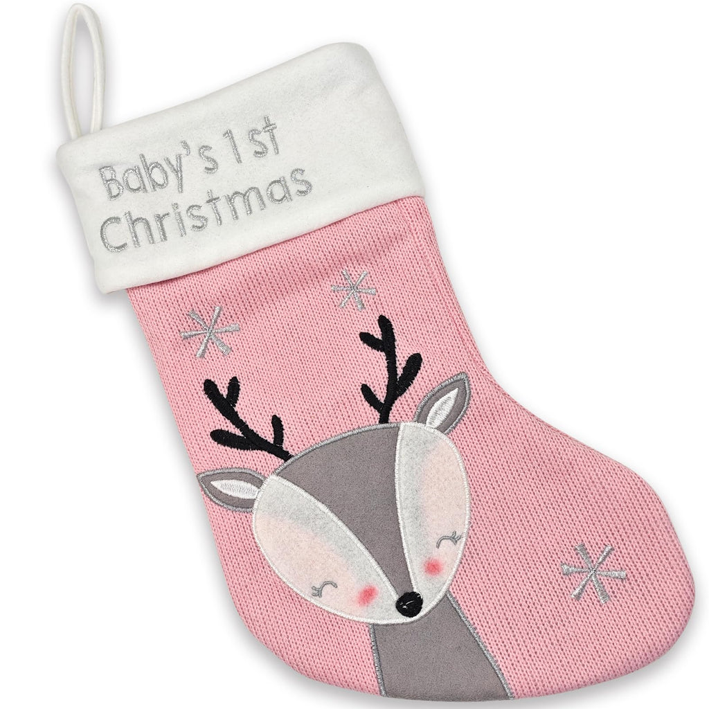 Pink Grey Christmas Stocking B31518