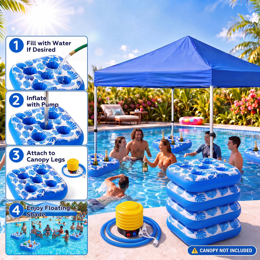 4 Inflatable Base Floats with Cup Holders G261