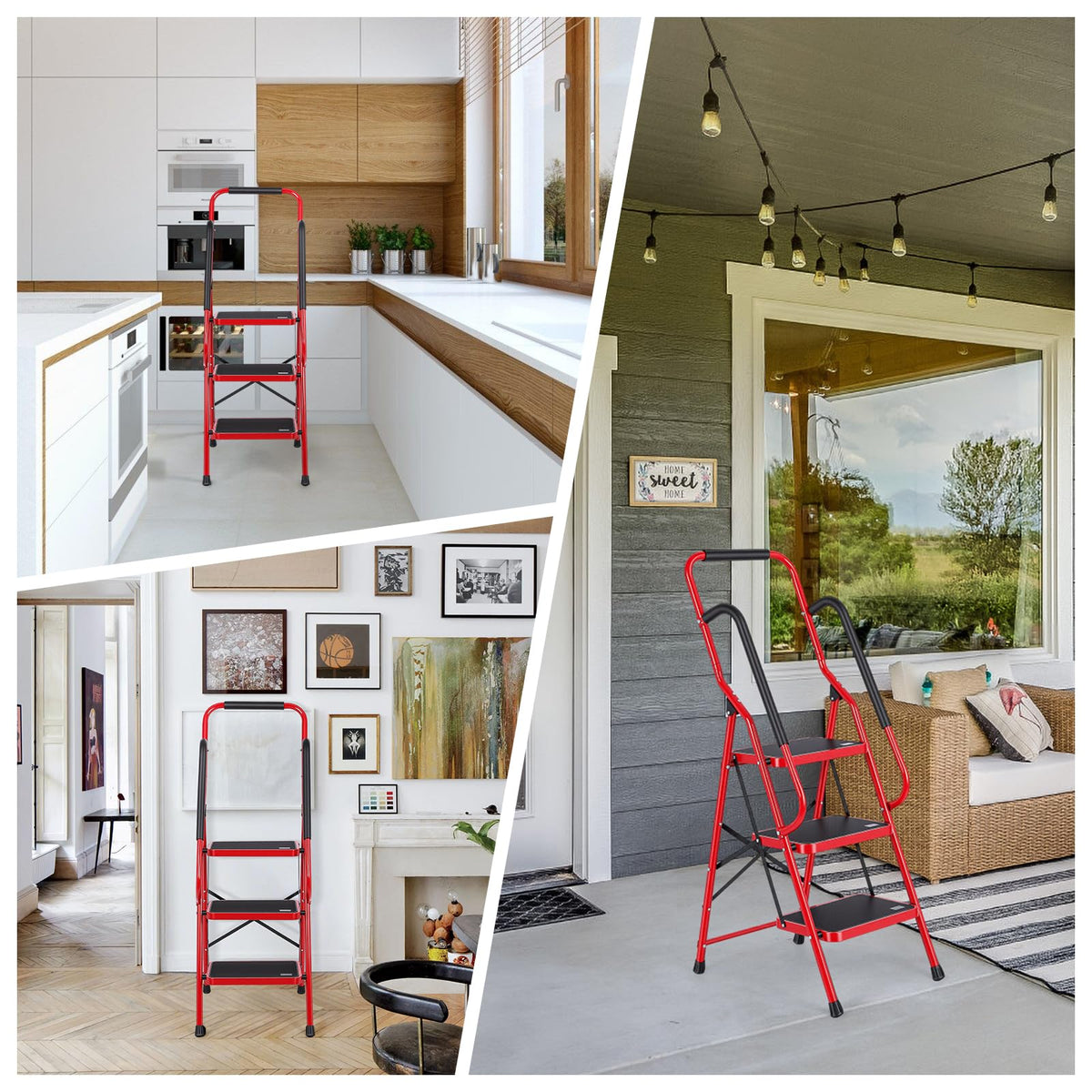 3 Step Folding Steel Step Ladder with Handrails M434
