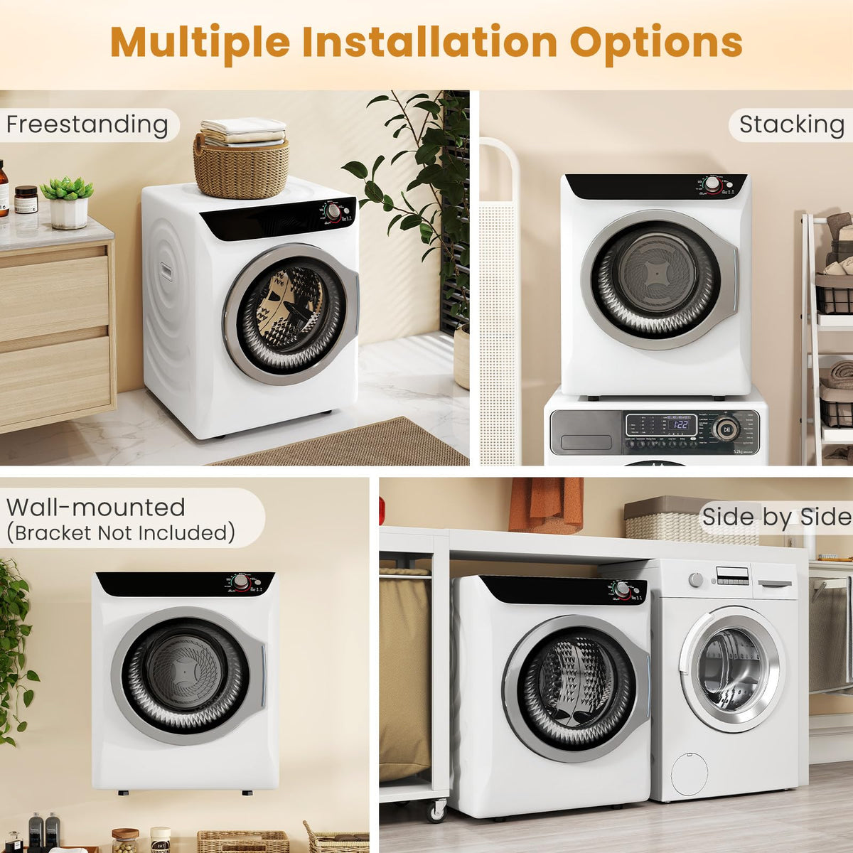 2.6 CU. FT. White Compact Electric Clothes Dryer with Stainless Steel Tub R87360