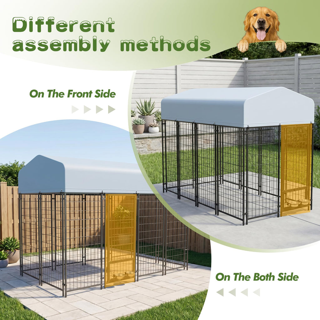 8x4x6 FT Outdoor Dog Kennel with Swivel Feeder H8265