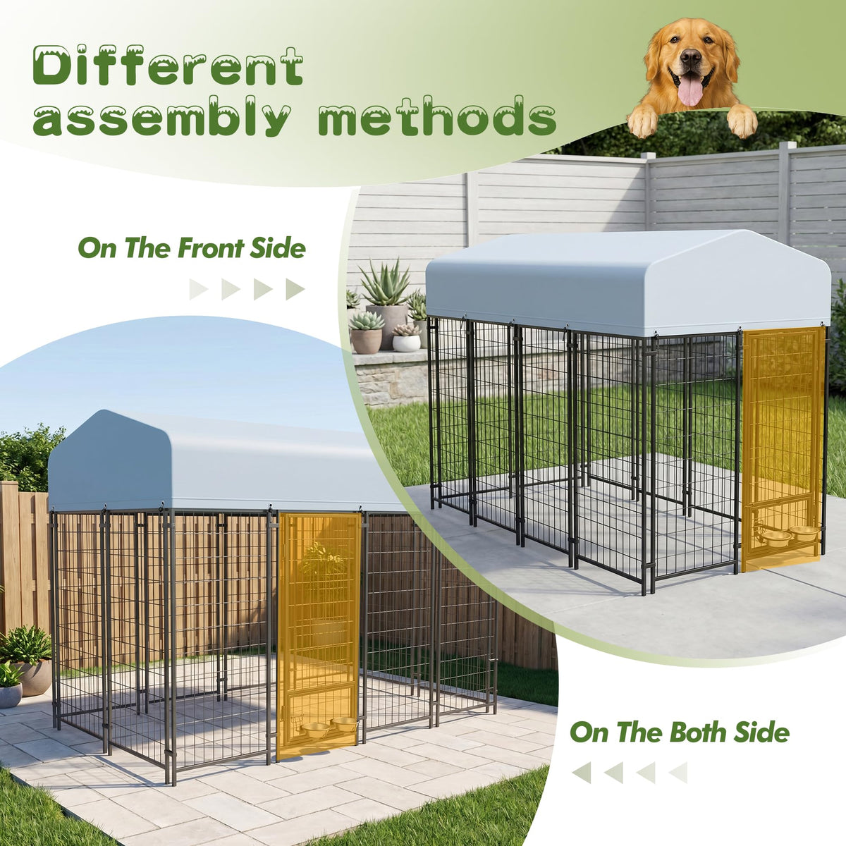 8x4x6 FT Outdoor Dog Kennel with Swivel Feeder H8265