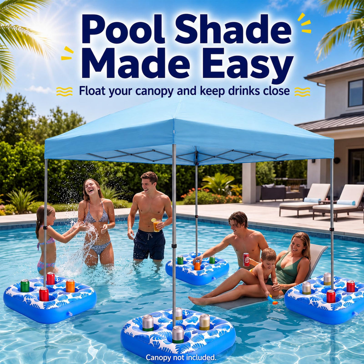 4 Inflatable Base Floats with Cup Holders G261