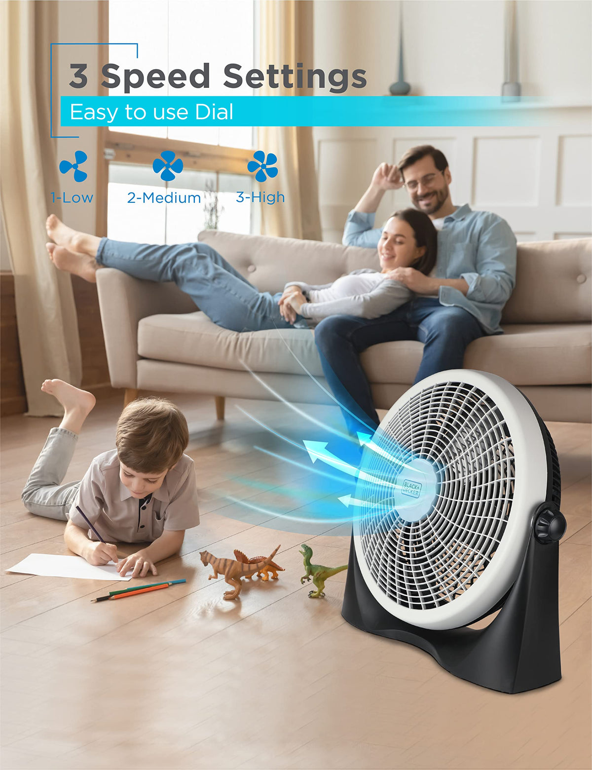 15.6” High Velocity Floor Fan, 3 Speeds J251505