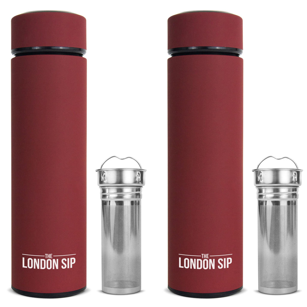 Travel Mug and Tumbler Hot and Cold Double Wall Stainless Steel Thermos, Sacred Red, Pack of 2 P296426