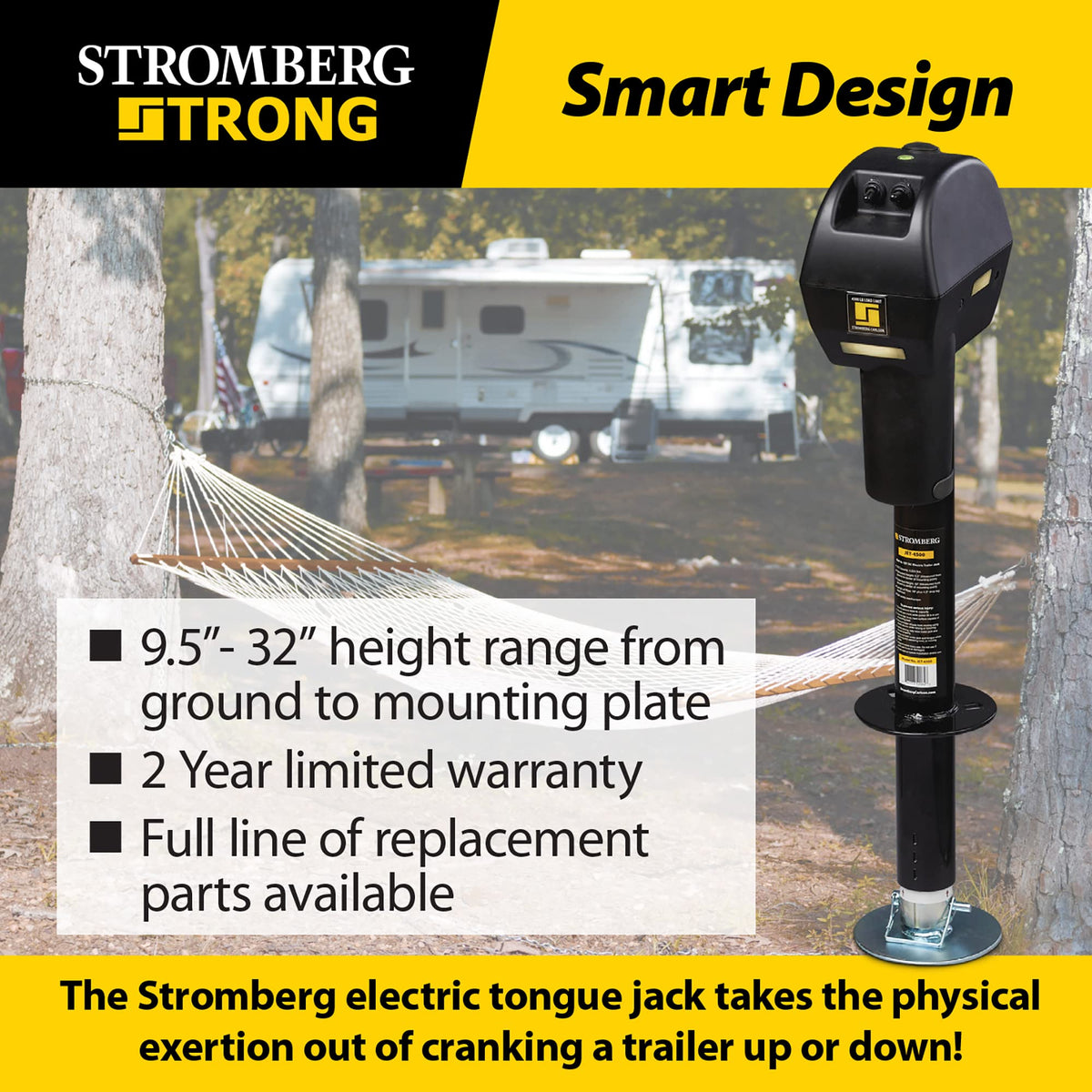 Electric Tongue Jack with Ball Screw Mechanism, 18" Travel & 4.5" Drop Down Leg, 4500 lb Z77062