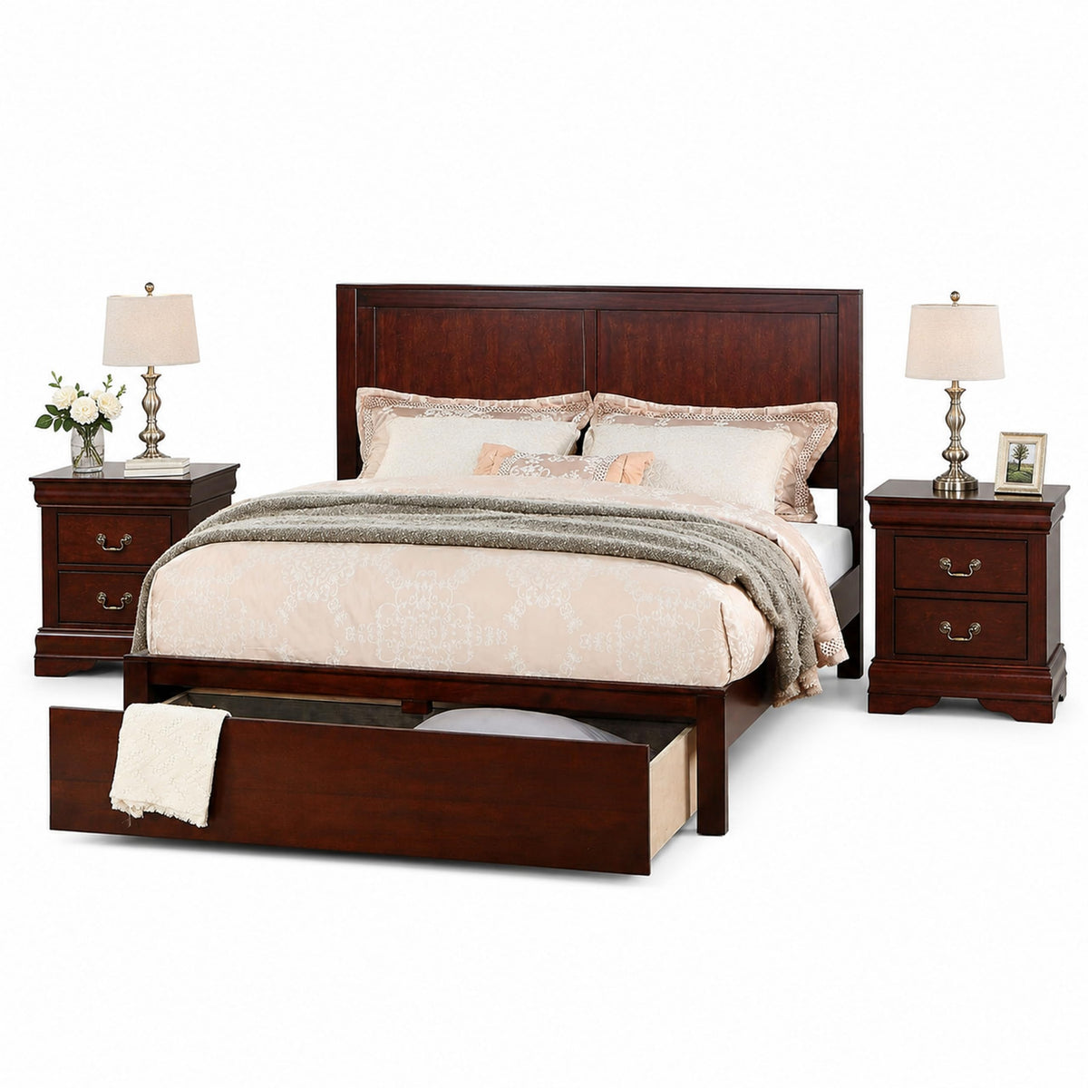 California King Bedroom Set 3 Piece with 2 Nightstands K131