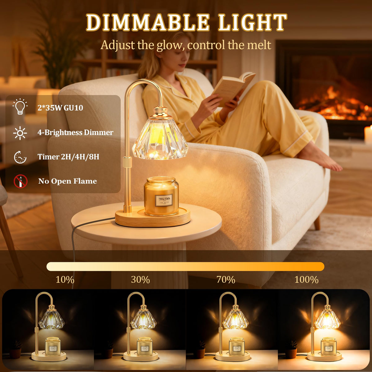 Dimmable Adjustable Candle Warmer Lamp with Timer G934485