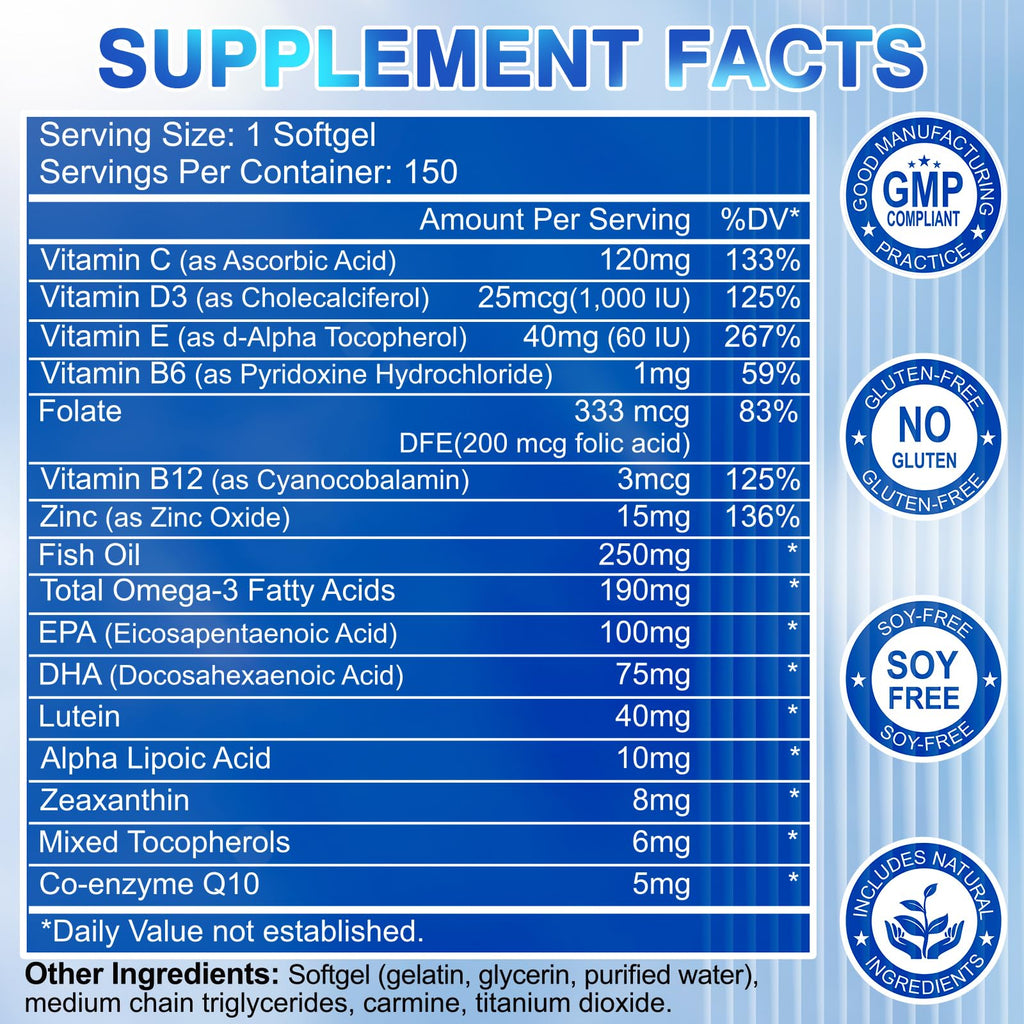 Lutein and Zeaxanthin Eye Vitamins 150 Softgels F28876