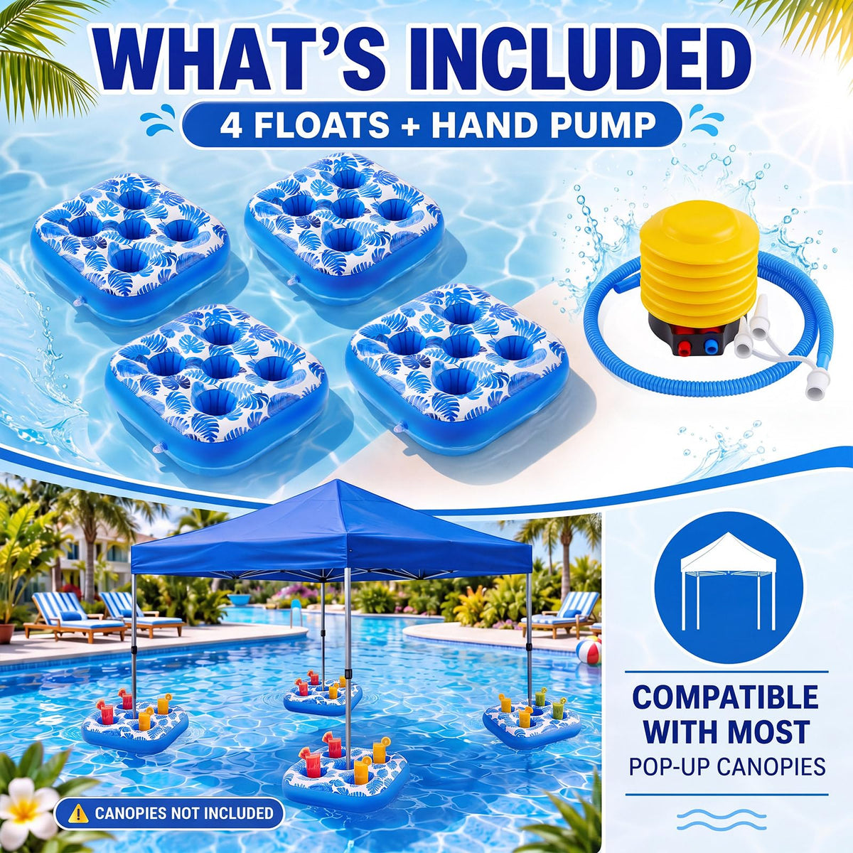 4 Inflatable Base Floats with Cup Holders G261