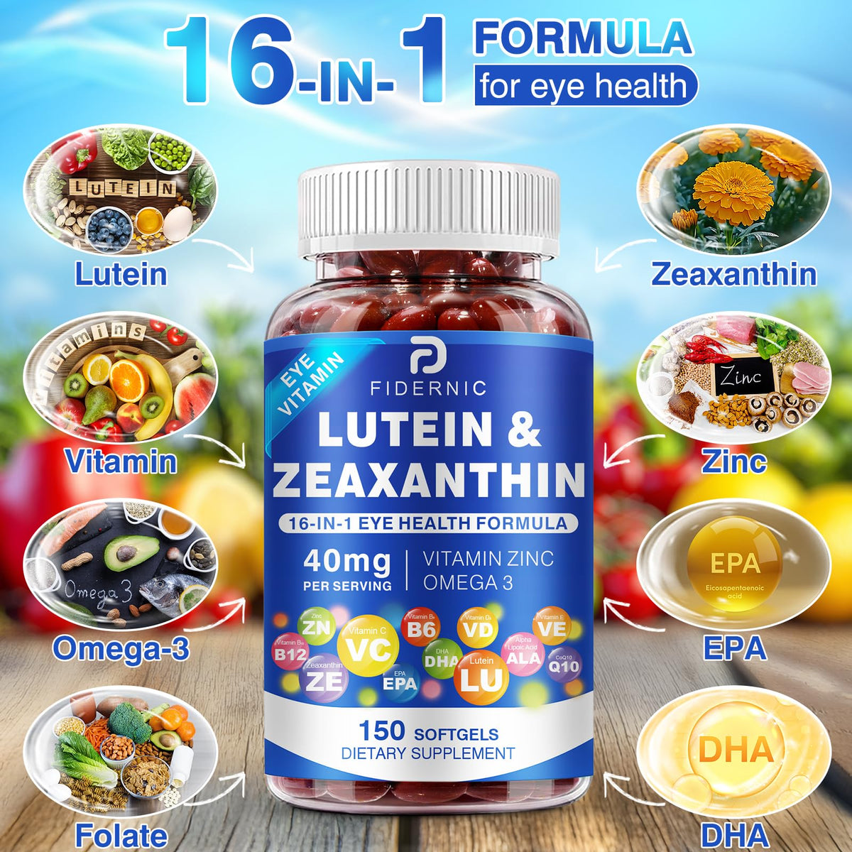 Lutein and Zeaxanthin Eye Vitamins 150 Softgels F28876