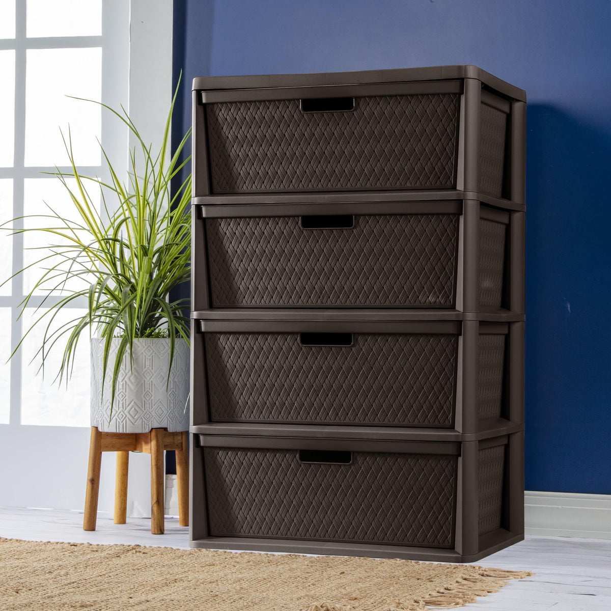 4 Drawer Plastic Storage Organizer Brown F4027