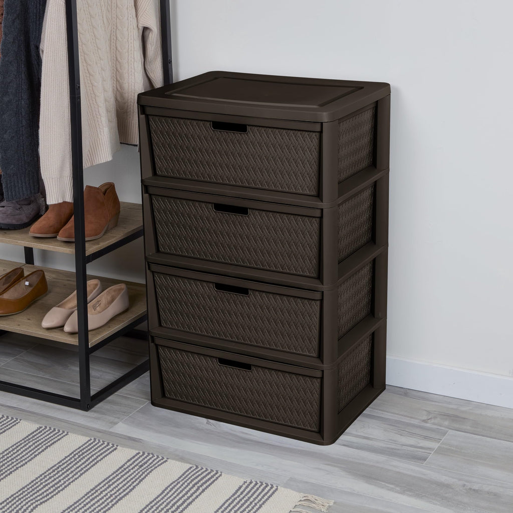 4 Drawer Plastic Storage Organizer Brown F4027